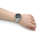 Hugo Boss Novia Chronograph Black Dial Silver Steel Strap Watch for Women - 1502614