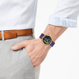 Versace V-Circle The Clans Edition Black Dial Red & Blue Leather Strap Watch for Women - VEBQ00218