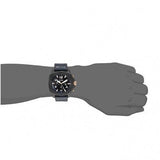 Fossil Modern Machine Chronograph Black Dial Blue Leather Strap Watch for Men - FS5066