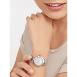 Bvlgari LVCEA Diamonds Silver Mother of Pearl Dial Silver Leather Strap Watch for Women - LVCEA103367