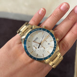 Hugo Boss Trophy White Dial Gold Steel Strap Watch for Men - 1513631