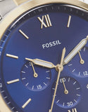 Fossil Neutra Chronograph Blue Dial Two Tone Steel Strap Watch for Men - FS5706