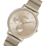 Hugo Boss Infinity Carnation Gold Dial Gold Mesh Bracelet Watch for Women - 1502519