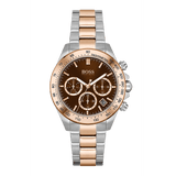 Hugo Boss Novia Chronograph Brown Dial Two Tone Steel Strap Watch for Women - 1502617