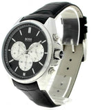 Hugo Boss Driver Chronograph Black Dial Black Leather Strap Watch for Men - 1512879