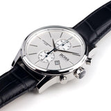 Hugo Boss Jet Chronograph White Dial Black Leather Strap Watch for Men - 1513282