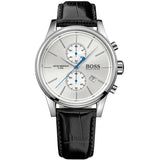 Hugo Boss Jet Chronograph White Dial Black Leather Strap Watch for Men - 1513282