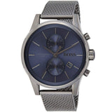 Hugo Boss Jet Chrongraph Blue Dial Gunmetal Grey Mesh Bracelet Watch for Men - 1513677