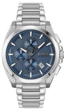 Hugo Boss Grandmaster Chronograph Blue Dial Silver Steel Strap Watch for Men - 1513884