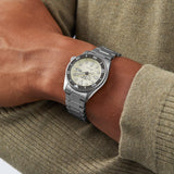 Seiko 5 Sports SKX Automatic Cream Dial Silver Steel Strap Watch For Men - SRPK31K1