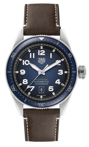 Tag Heuer Autavia Calibre 5 Automatic Blue Dial Brown Leather Strap Watch for Men - WBE5116.FC8266
