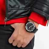 Emporio Armani Diver Chronograph Black Dial Black Steel Strap Watch For Men - AR80050