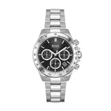 Hugo Boss Ikon Chronograph Black Dial Silver Steel Strap Watch for Men - 1512965