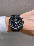Tag Heuer Autavia Chronometer Flyback Chronograph Black Dial Black Leather Strap Watch for Men - CBE511C.FC8280