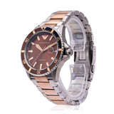 Emporio Armani Diver Quartz Brown Dial Two Tone Steel Strap Watch For Men - AR11340