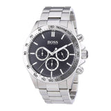 Hugo Boss Ikon Chronograph Black Dial Silver Steel Strap Watch for Men - 1512965