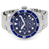 Fossil FB-03 Chronograph Blue Dial Silver Steel Strap Watch for Men - FS5724
