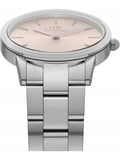 Daniel Wellington Iconic Pink Dial Silver Steel Strap Watch For Women - DW00100329