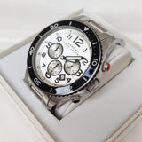 Marc Jacobs Rock Chronograph White Dial Silver Steel Strap Watch for Men - MBM5027