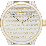 Marc Jacobs Lidia Stripe White Dial White Leather Strap Watch for Women - MBM1164