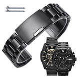 Diesel Mega Chief Chronograph Black Dial Black Steel Strap Watch For Men - DZ4283