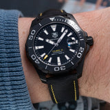 Tag Heuer Aquaracer Calibre 5 Automatic Black Dial Black Nylon Strap Watch for Men - WAY218A.FC6362