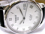 Tissot T Classic Le Locle Automatic Silver Dial Black Leather Strap Watch For Men - T41.1.423.33