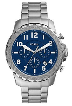 Fossil Bowman Chronograph Blue Dial Silver Steel Strap Watch for Men - FS5604