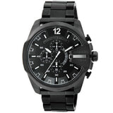 Diesel Mega Chief Chronograph Black Dial Black Steel Strap Watch For Men - DZ4283