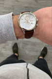 Hugo Boss Jet White Dial Brown Leather Strap Watch for Men - 1513280