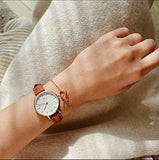Daniel Wellington Classic Petite St Mawes White Dial Brown Leather Strap Watch For Women - DW00100231