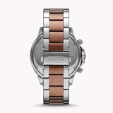 Fossil Bannon Multifunction Brown Dial Two Tone Steel Strap Watch for Men - BQ2502