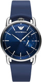 Emporio Armani Aviator Quartz Blue Dial Blue Leather Strap Watch For Men - AR11335