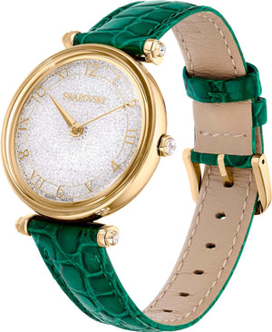 Swarovski Crystalline Wonder Silver Dial Green Leather Strap Watch for Women - 5656893
