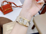 Burberry The Pioneer Rose Gold Dial Haymarket Brown Leather Strap Watch for Women - BU9408