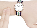 Daniel Wellington Classic Nottingham White Dial Two Tone NATO Strap Watch For Men - 0108DW