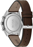 Hugo Boss Champion Chronograph Grey Dial Brown Leather Strap Watch for Men - 1513815