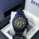Hugo Boss Ikon Black Dial Black Steel Strap Watch for Men - 1513278