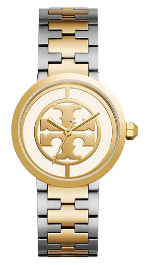 Tory Burch Reva Gold Dial Two Tone Steel Strap Watch for Women - TBW4027