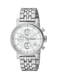 Fossil Boyfriend Chronograph Silver Dial Silver Steel Strap Watch for Women - ES2198