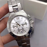 Michael Kors Wyatt White Dial Silver Steel Strap Watch For Women - MK5932