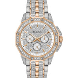 Bulova Octova Crystal Silver Dial Two Tone Steel Strap Watch for Men - 98C133