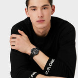Emporio Armani Diver Chronograph Black Dial Black Silicone Strap Watch For Men - AR11515