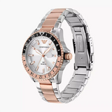 Emporio Armani Sea Explorer GMT White Dial Two Tone Steel Strap Watch For Men - AR11591