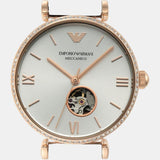 Emporio Armani Meccannico Gianni T-Bar Analog White Dial Two Tone Steel Strap Watch For Women - AR60019