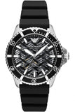 Emporio Armani Sea Explorer Meccanico Automatic Black Dial Black Silicone Strap Watch For Men - AR60062