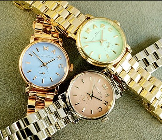 Marc Jacobs Baker Pink Dial Silver Steel Strap Watch for Women - MBM3283