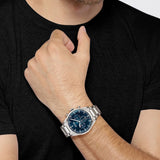 Hugo Boss Pioneer Chronograph Blue Dial Silver Steel Strap Watch for Men - 1513713