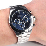 Hugo Boss Ikon Chronograph Blue Dial Silver Steel Strap Watch for Men - 1512963