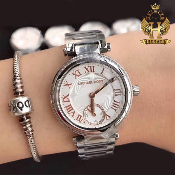 Michael Kors Skylar Quartz White Dial Silver Steel Strap Watch For Women - MK5970